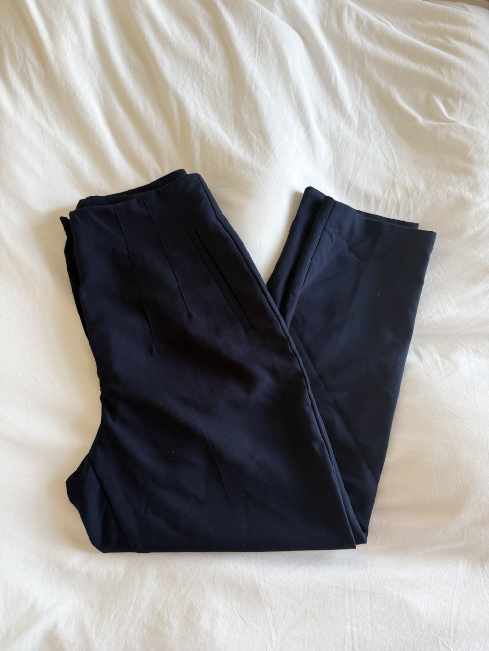 Zara L Navy Blue High Waist Ankle Length Pants